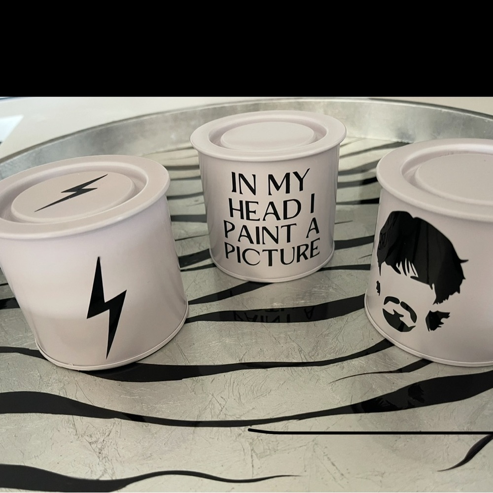 White and Black Graphic Canisters